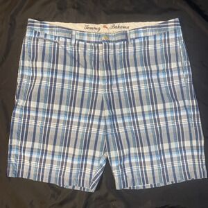 Tommy Bahama‎ Make Life One Long Weekend 100% Cotton Blue Plaid Shorts Mens 40